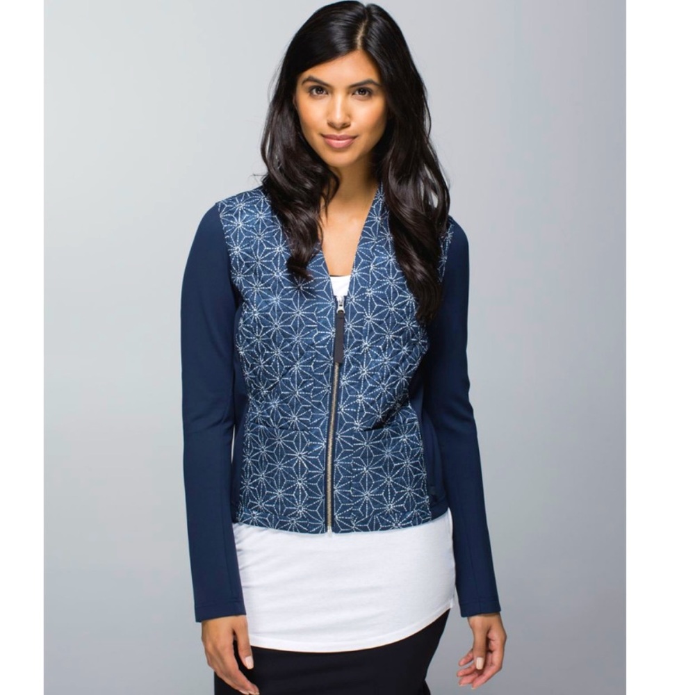 NWOT LULU 🍋 Cardigan and Again Exploded Sashiko Star Inkwell in Quilted Blue